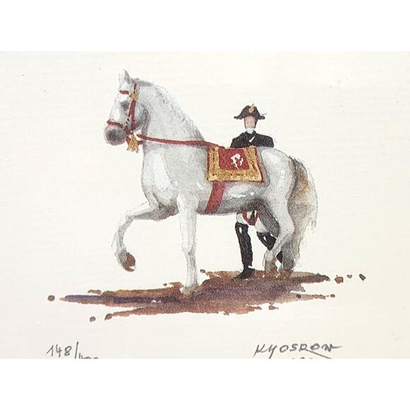ORIGINAL WATERCOLOR PICTURE-Dr. Khosrow Salehi-Military-Equestrian Military - Picture 4 of 9